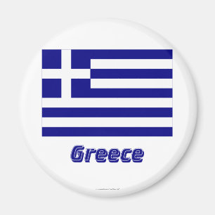 Aimant Drapeau de la Grèce avec le nom