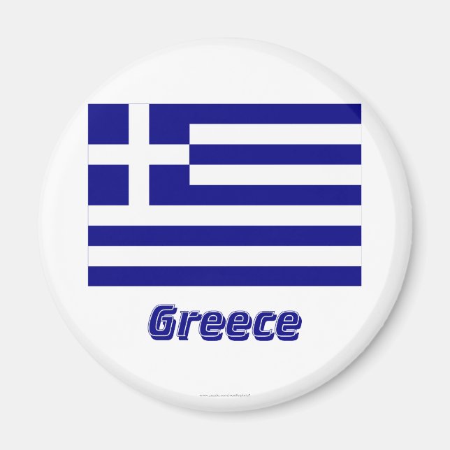 Aimant Drapeau de la Grèce avec nom (Devant)