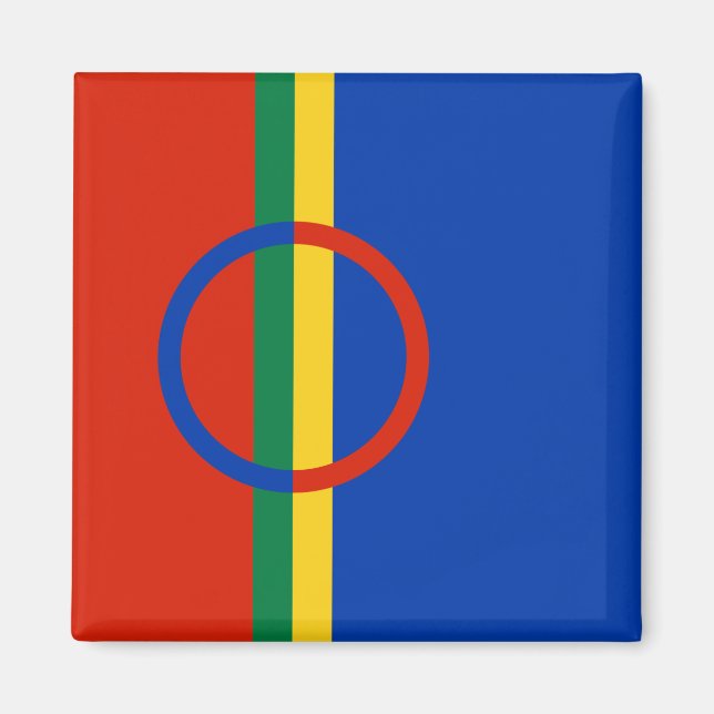 Aimant Drapeau de la Laponie (Noël) (Sami) (Laplander) (Devant)