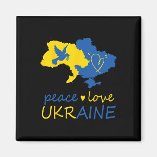 Aimant Drapeau de la Paix avec l'Ukraine, Amour pour l'Uk