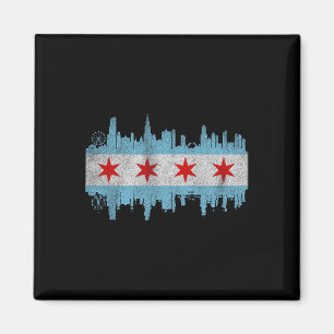 Aimant Drapeau de la skyline de la ville de Chicago - Chi