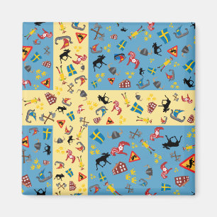 Aimant Drapeau de la Suède avec l'aimant d'icônes de