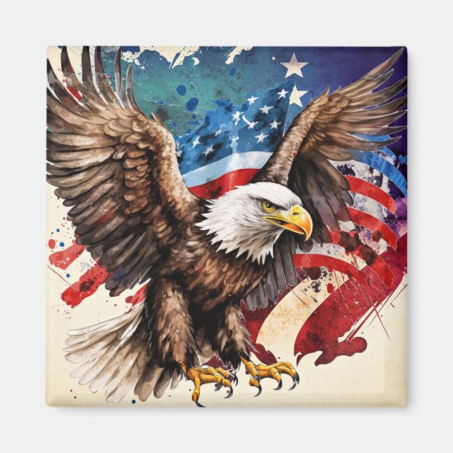 Aimant Drapeau de l'aigle américain (Devant)