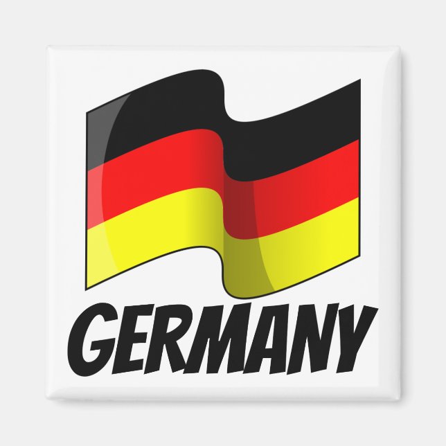 Aimant Drapeau de l'Allemagne, étiqueté (Devant)