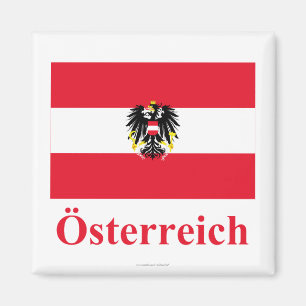 Aimant Drapeau de l'Autriche avec le nom en allemand