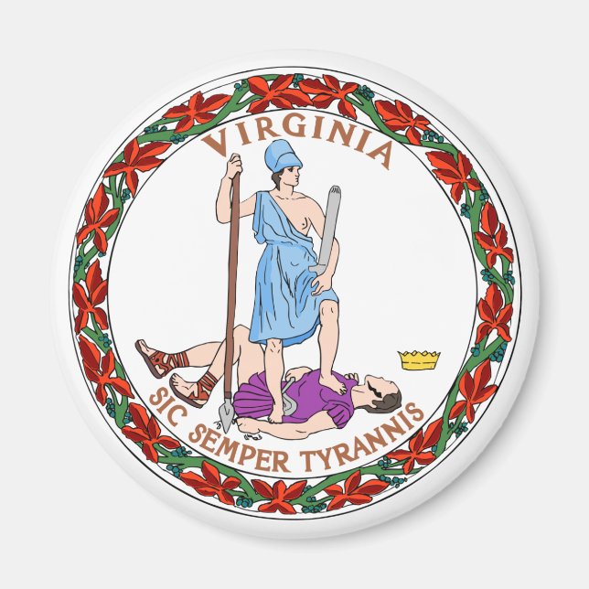 Aimant Drapeau de l'État de Virginie (Devant)