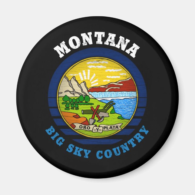 AIMANT DRAPEAU DE L'ÉTAT DU GRAND CIEL DE MONTANA (Devant)
