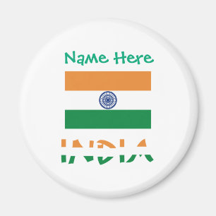 Aimant Drapeau de l'Inde personnalisé Rond