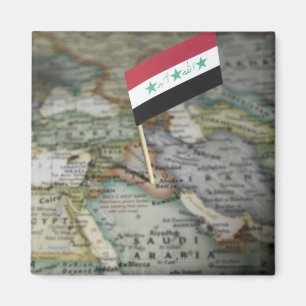 Aimant Drapeau de l'Irak dans la carte