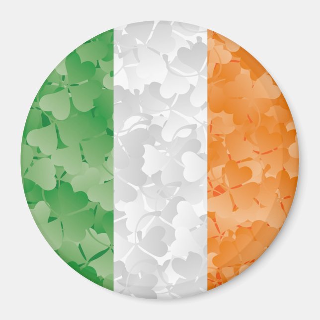 Aimant Drapeau de l'Irlande avec motif shamrock (Devant)