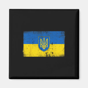 Aimant Drapeau de l'Ukraine Vintage Emblème militaire ukr
