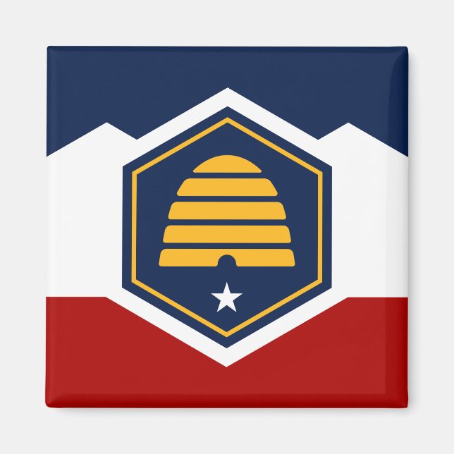 Aimant Drapeau de l'Utah (Drapeau de ruche) (Devant)