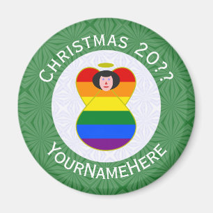 Aimant Drapeau de Noël Ange aux Cheveux Noirs Fierté Gay