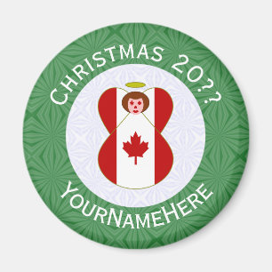 Aimant Drapeau de Noël ange canadien personnalisé