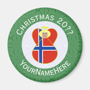 Aimant Drapeau de Noël ange norvégien personnalisé