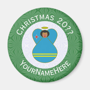 Aimant Drapeau de Noël d'Aruba personnalisé avec un ange