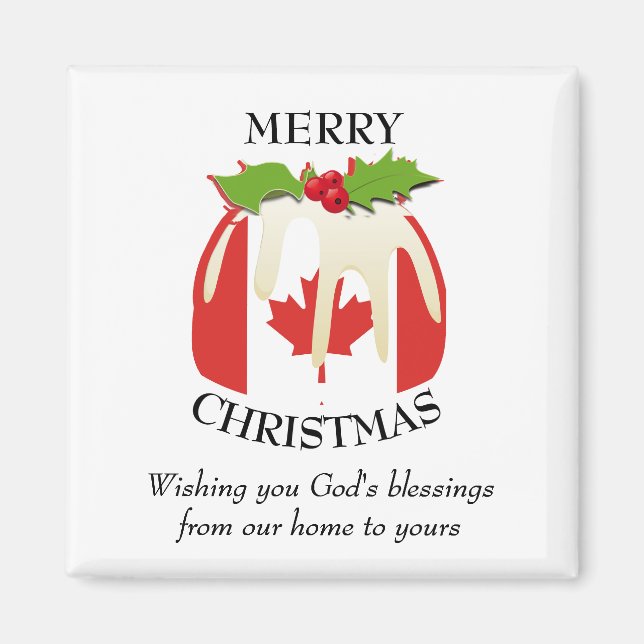 Aimant DRAPEAU DE Noël Patriotique CANADA (Devant)