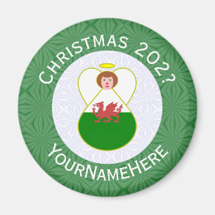 Aimant Drapeau de Noël Welsh Angel Personnalisé