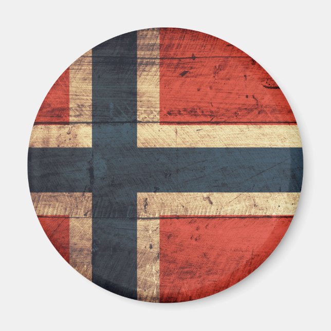 Aimant Drapeau de Norvège en bois (Devant)
