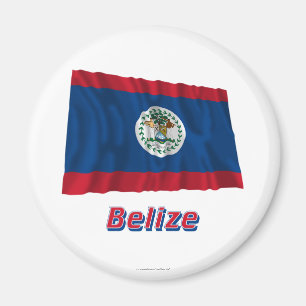 Aimant Drapeau de ondulation de Belize avec le nom