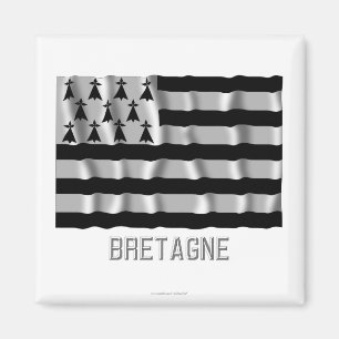 Aimant Drapeau de ondulation de la Bretagne avec le nom