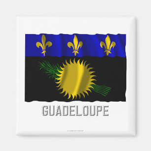 Aimant Drapeau de ondulation de la Guadeloupe avec le nom