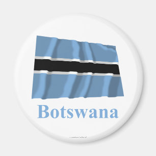 Aimant Drapeau de ondulation du Botswana avec le nom