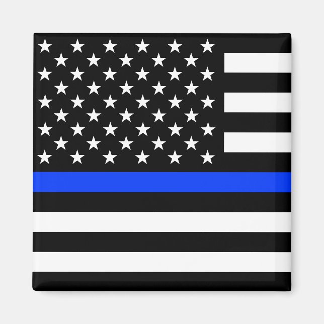 Aimant Drapeau de police de la ligne bleue mince (Devant)