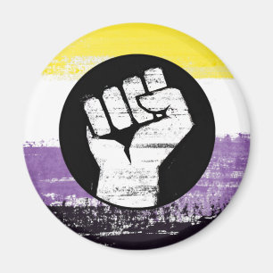 Aimant Drapeau de protestation peint non binaire