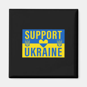 Aimant Drapeau de soutien à l'Ukraine avec cœur
