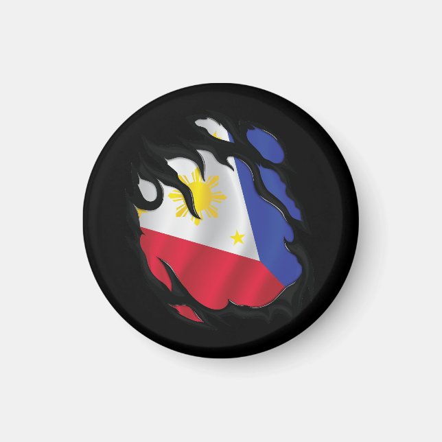 Aimant Drapeau déchiré des Philippines (Devant)