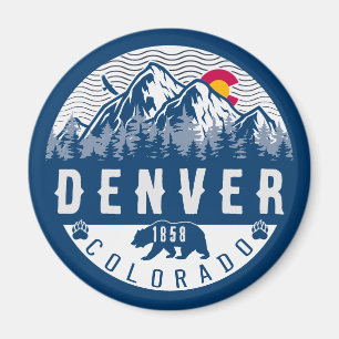 Aimant Drapeau Denver Colorado Camping Randonnées Souveni