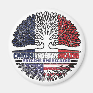 Aimant Drapeau des racines d'arbre de France d'Amérique U