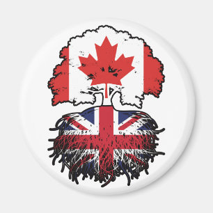 Aimant Drapeau des racines d'arbre du Canada britannique