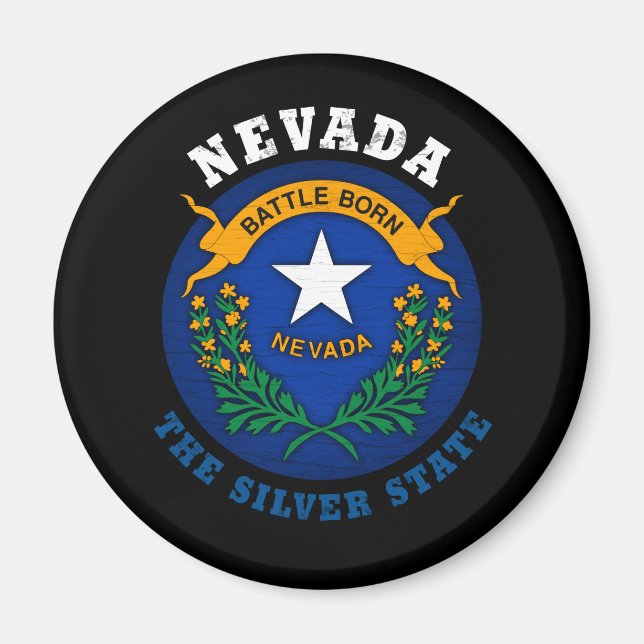 AIMANT DRAPEAU D'ÉTAT D'ARGENT NEVADA (Devant)