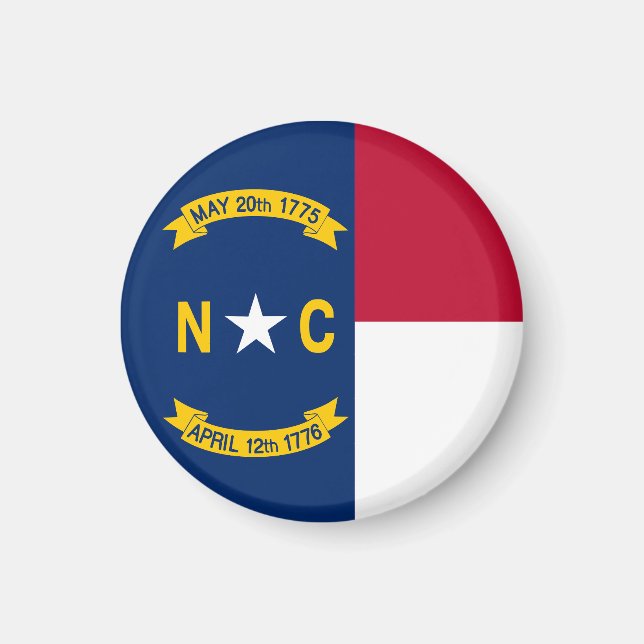 Aimant Drapeau d'État de Caroline du Nord États-Unis (Devant)