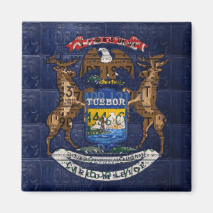 Aimant Drapeau d'État du Michigan dans des plaques