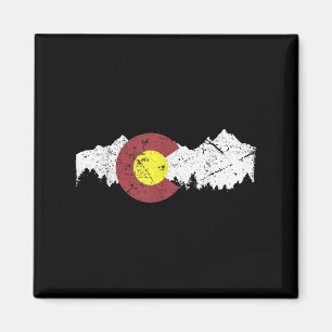 Aimant Drapeau D'État Rétro Colorado Montagnes Rocheuses