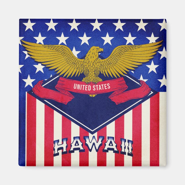 Aimant Drapeau d'Hawaii USA (Devant)