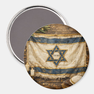 Aimant Drapeau d'Israël, Ferme aquarelle rustique, Judaic