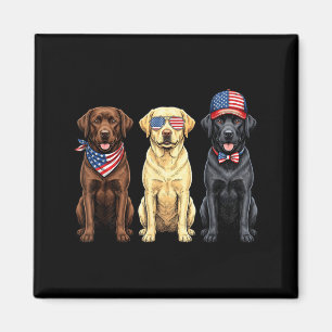 Aimant Drapeau du 4 juillet Labrador Retriever Chien Patr
