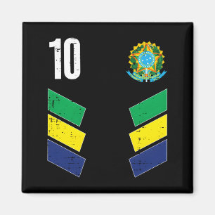 Aimant Drapeau du Brésil Numéro 10 T Shirt Supporter de F