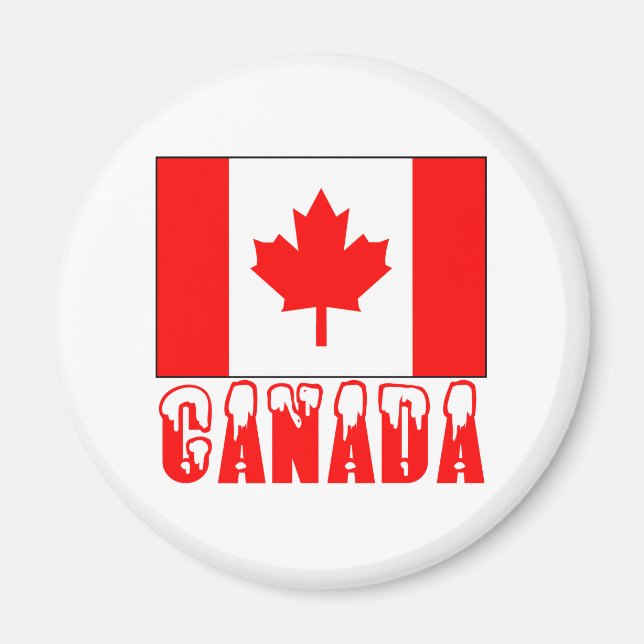 Aimant Drapeau du Canada enneigé (Devant)