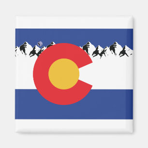 Aimant Drapeau du Colorado avec montagnes