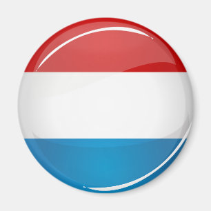 Aimant Drapeau du Luxembourg rond brillant