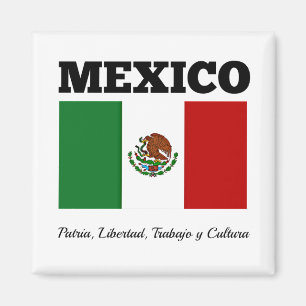 Aimant Drapeau du Mexique, étiqueté