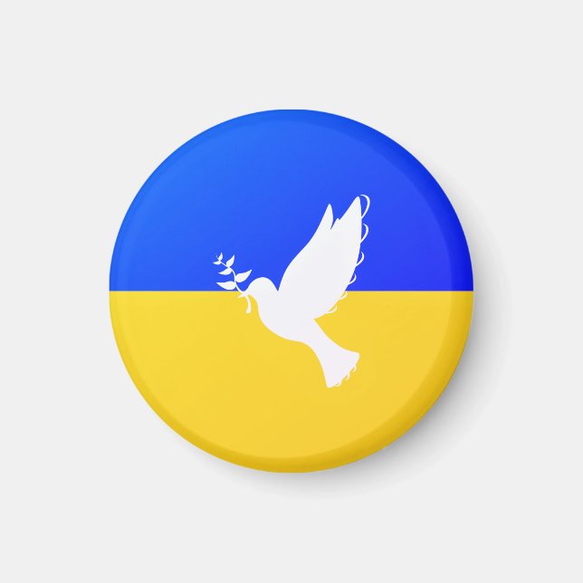 Aimant Drapeau d'Ukraine - Dove of Peace - Freedom - Peac (Devant)