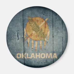 Aimant Drapeau en bois rocailleux de l'Oklahoma
