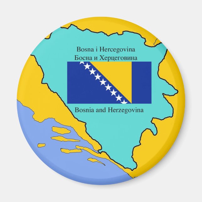 Aimant Drapeau et carte de la Bosnie-Herzégovine (Devant)
