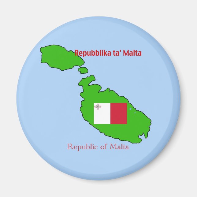 Aimant Drapeau et carte de Malte (Devant)